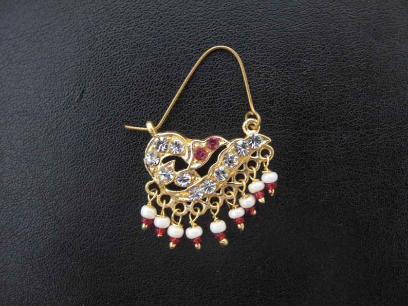 Peacock Nose Ring,Nose Ring,Gypsy Nose Ring,Indian Nose Ring,Gypsy Nose Stud,Body JewelryNose Piercing,Bollywood nose Jewelry,Nose ring image 3