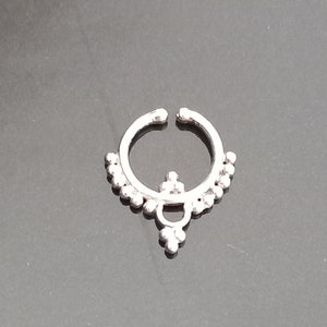 Fake septum, Fake tribal septum, Fake Septum plain Silver, Tribal Silver fake Septum, Septum for no pierced nose