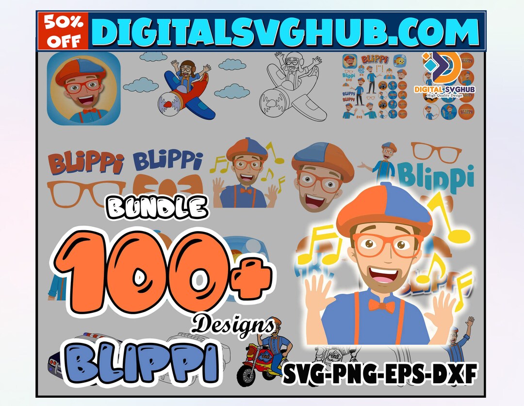 Blippi Bundle Svg Blipp Birthday Boy Girl PNG Add a Name - Etsy