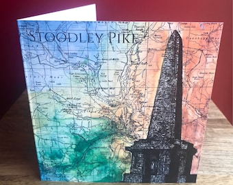 Stoodley Pike, hand drawn greeting card. Pennines/West Yorkshire. Blank inside.