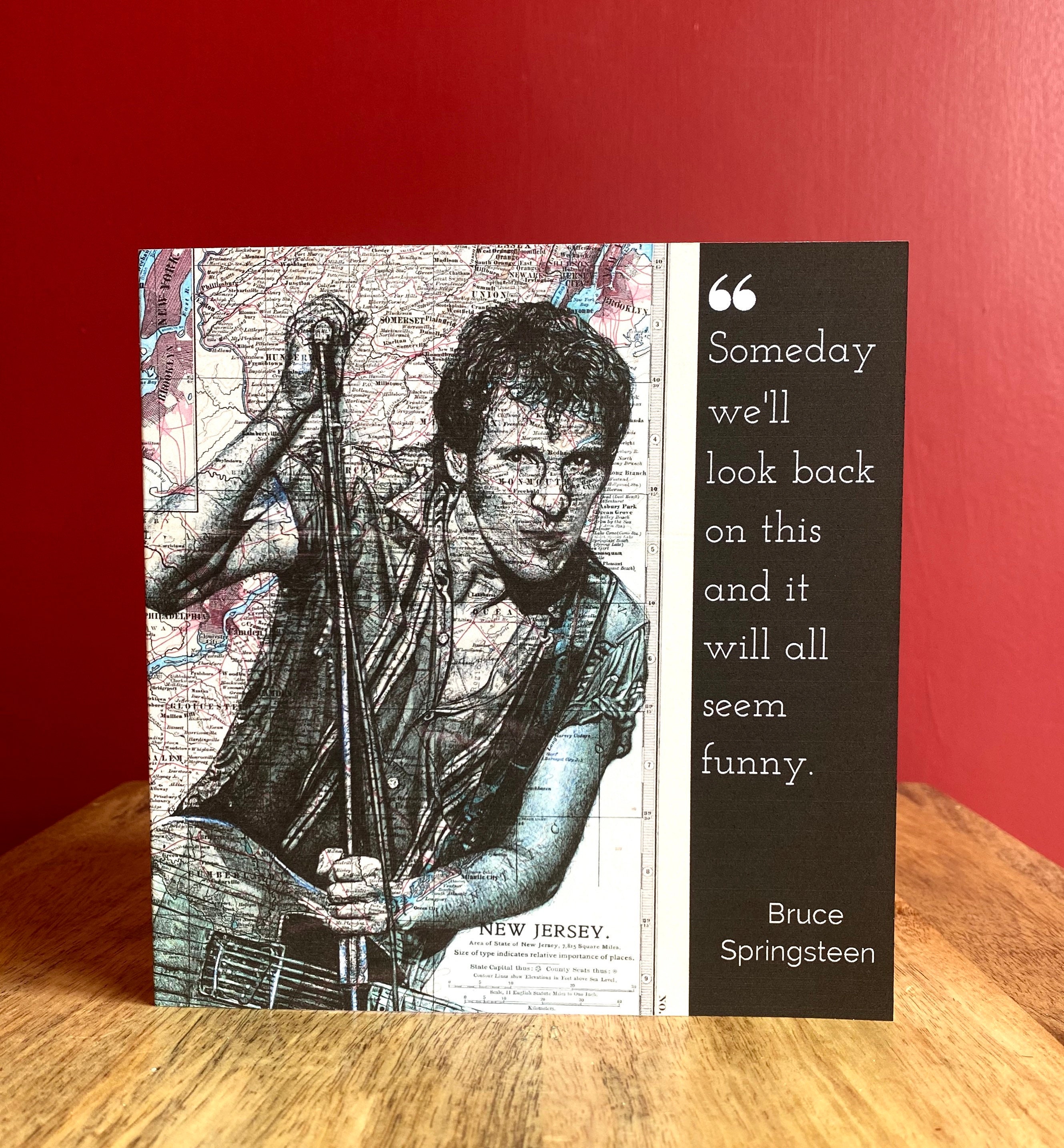 Bruce Springsteen birthday/ greeting card. Pen drawing over Etsy