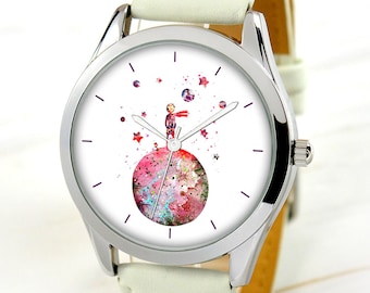 Moon Boy Watch - Watercolor Art Watch - Unique Gift Idea - Women Watches - Mother's Day Gift - Birthday Gift For Sister - FREE SHIPPING!