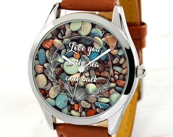 Sea Stones Watch - Mens Watch - Womens Watch - Romantic Gifts For Couples - Love Gifts For Her - Anniversary Gifts For Women - Travel Gifts