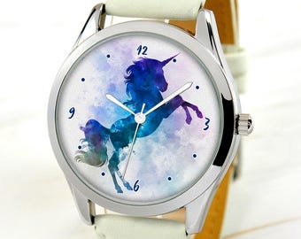 Unicorn Watch - Magic Jewelry Watch - Watercolor Art - Unique Gifts - Women Watches - Art Mother's Day Gift - Romantic Gifts For Her