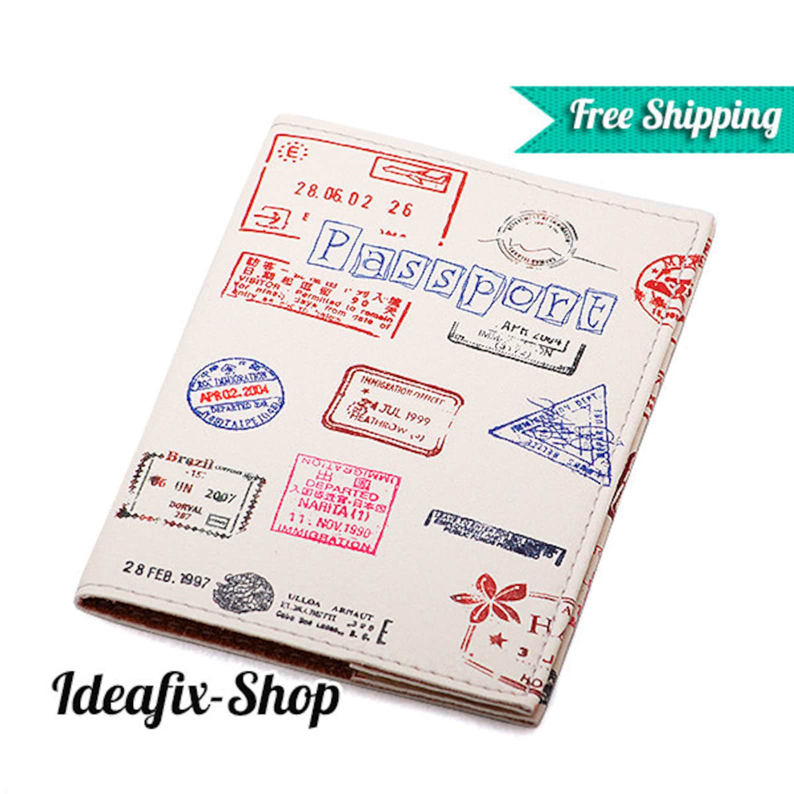 Travel All Around the World Leather Cover for Passport, Classical Style ...