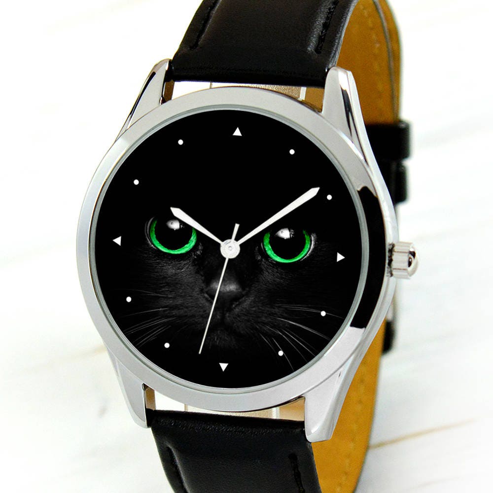 Black Cat Watch Cat Lover Gift Cats Watch Cat Lover Etsy