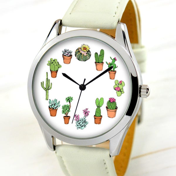 Cactus Watch - Sister Gift - Womens Watch - Montres pour femmes - Cadeau drôle pour femme - Cadeau d'anniversaire pour maman - pour elle - Cadeau de fête des mères