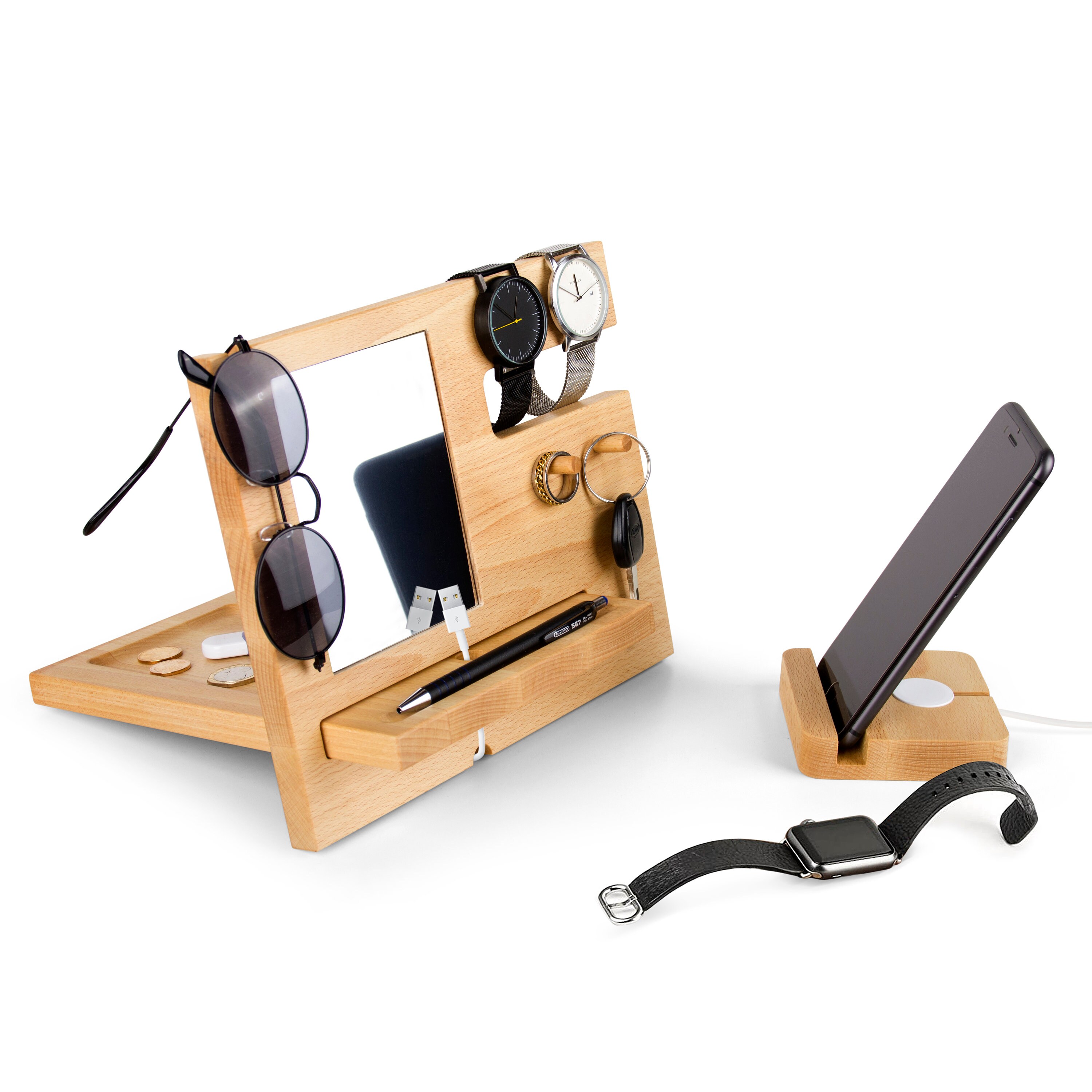 Wood Docking Station/Nightstand Organizer for Smartphone with Etsy