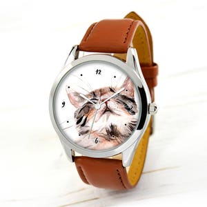 Watercolor Cat Watch Cat Lover Gifts Women Mother's Day Gift Cat Lover Gift Cat Lover Gifts For Men Gifts For Wife Birthday Gift image 3