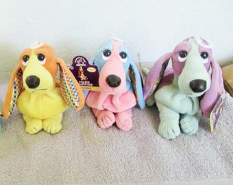 Adorable Vintage Hush Puppies Made By Applause, Part Of Special Edition/Lively Lilac/Cascade Blue/Meadow Mist/ Lemon Meringue/With Tags
