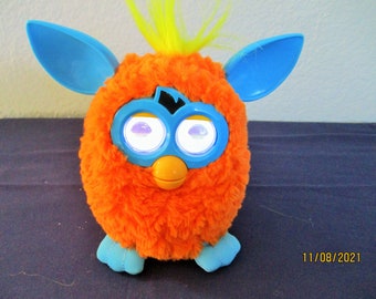 SALE! Furby Boom Interactive Electronic Toy, Bright Orange Fluffy Furby With Ocean Blue Feet, Ears, Tail & Green Tuft Hair/Crazy Moving Eyes