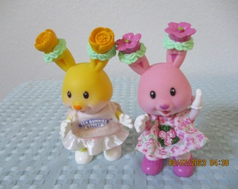 Sweetest  Little "Tea Bunnies" Vintage/ rare Toy Made By Uneeda And Kidsview/Good Used Condition!