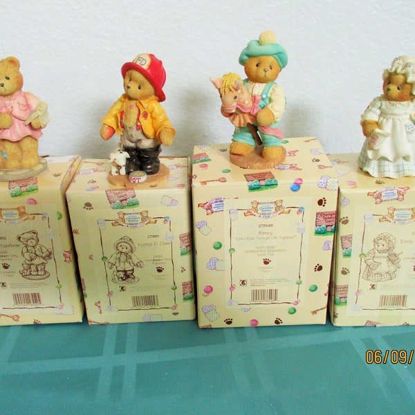 Cherished Teddies Hilary Hugabear, Kurtis D. Claw, Benny And Emily E. Claire/Members Only Editions/All New In Original Boxes/Sweet!