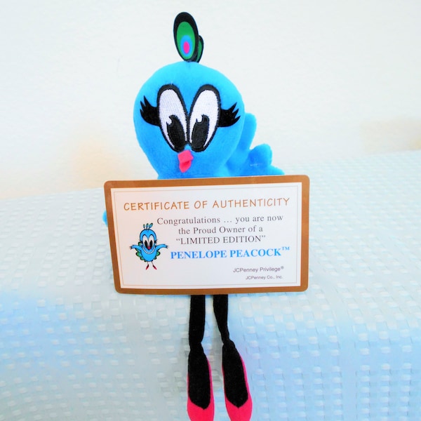 Beanbag Plush Special Limited Edition "Penelope Peacock" J. C. Penny Exclusive With Certificate of Authenticity/New In Package/Adorable!!