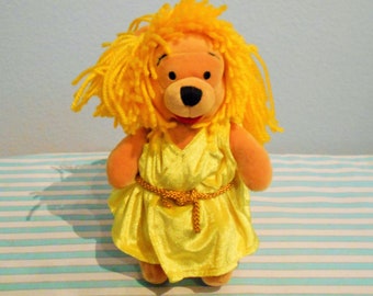 Disney Mini Beanbag Plush Winnie The Pooh Zodiac Collection "VIRGO"/New With Tags/Bright Yellow With Lots Of Yarn Hair! Retired In 90's