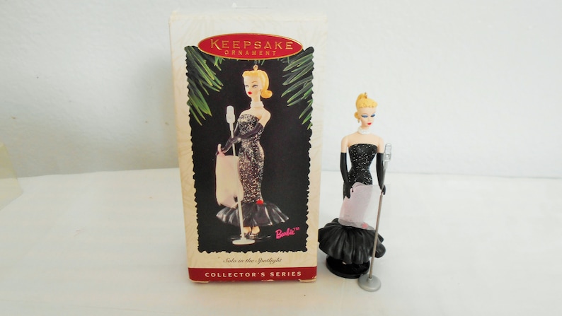 Vintage Barbie Hallmark OrnamentSolo In The SpotlightDated 1995Handcrafted#2 In The Collector SeriesNew In Box With MicrophoneLovely!