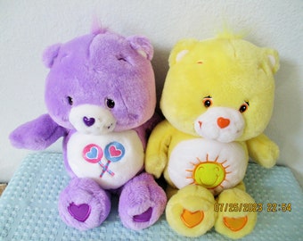 Care Bear Singing Plush Animated/ Purple Share Bear/ Wish Bear Light Mint Green/Adorable!/Sings 3 Songs &  Talk To Each Other!