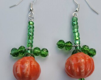 Ceramic Pumpkin Dangle Earrings