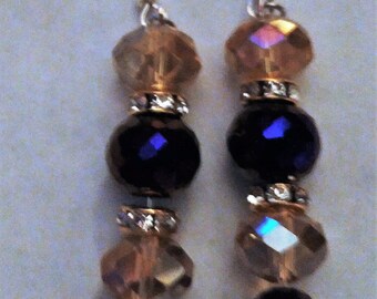 Gold and Purple Dangle Earrings