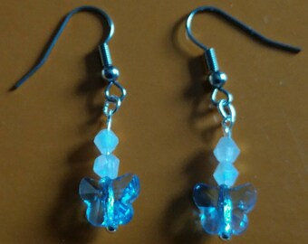 Swarovski Blue Butterflies Earrings