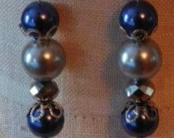 Blue and Gray Dangle Earrings