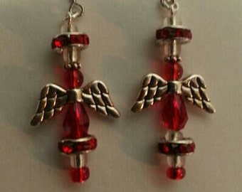 Sweet Little Red  Angel Earrings They Will Sway To And Fro Wherever You Go