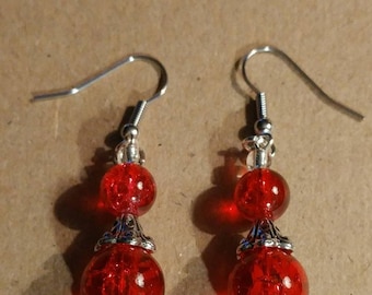 Valentine Red Crackle Glass Earrings Bring On The Bling!