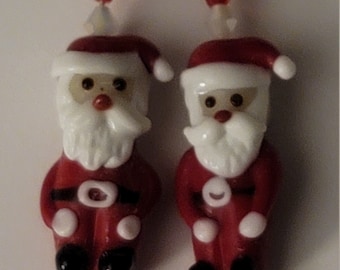 Santa Lamp Work Earrings With Swarovski Crystals