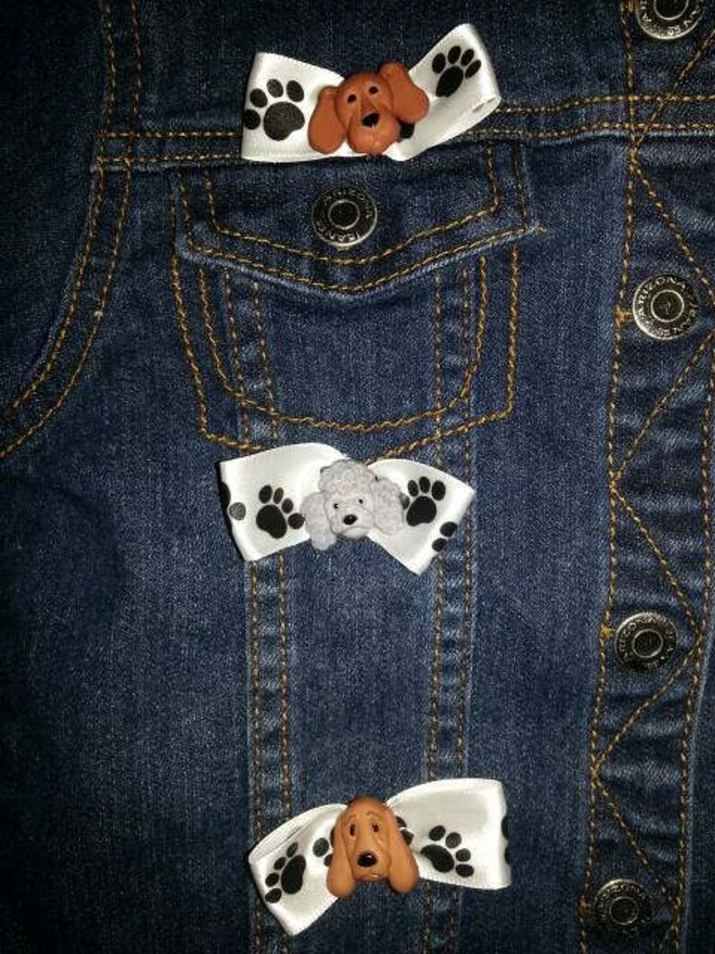 Beautiful Denim Child/'s Bows and Puppy Dogs embellished jacket size 6 for a special little girl