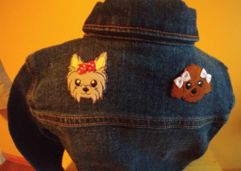 Beautiful Denim Child/'s Bows and Puppy Dogs embellished jacket size 6 for a special little girl