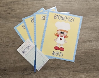 Breakfast Shop Pretend Play Menu Set – Kids Restaurant Role Play