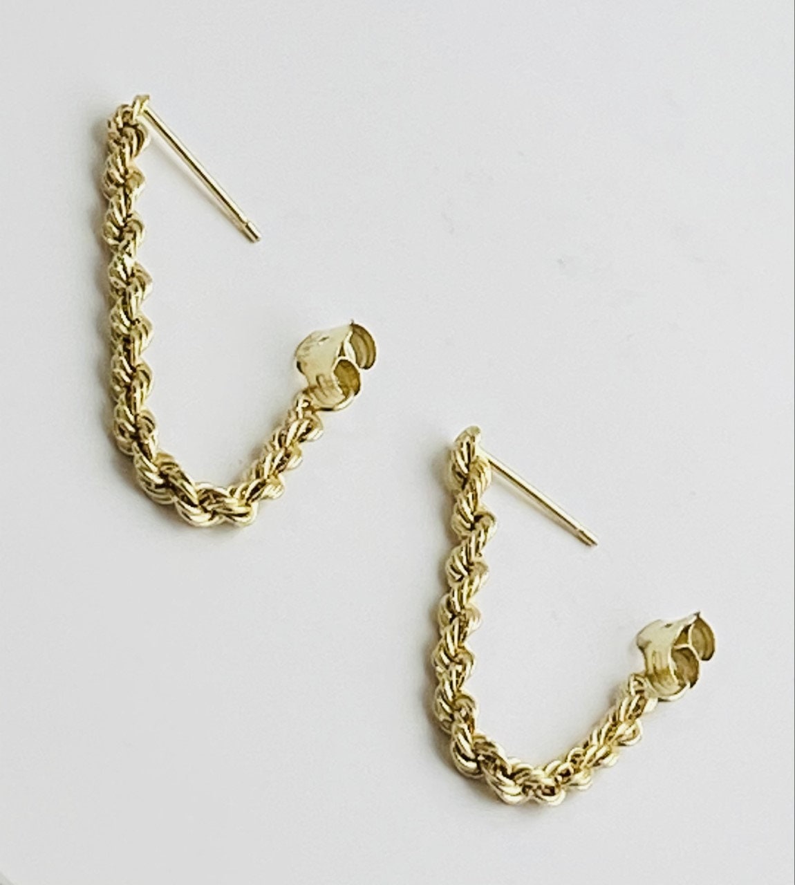 Gold rope chain earrings clearance