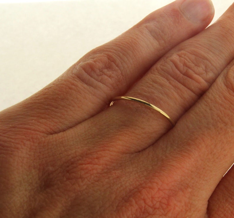 Solid 14kt Gold 1mm Handmade Wedding Band/ Gold Wedding Band / Etsy