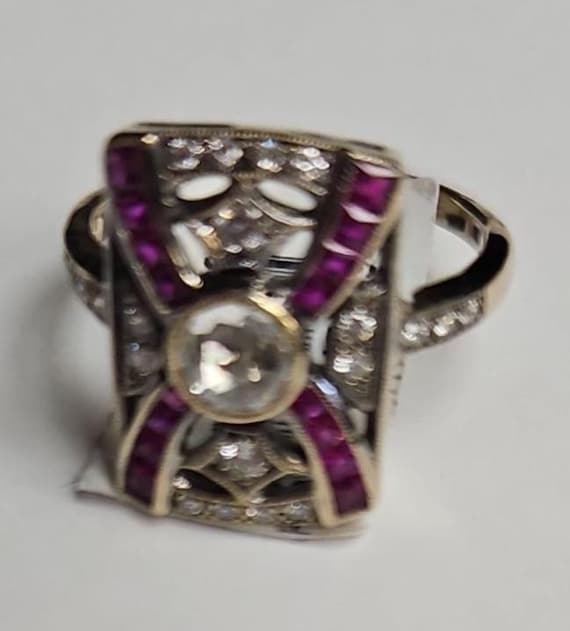 Estate 18k Diamond and ruby ring - image 4