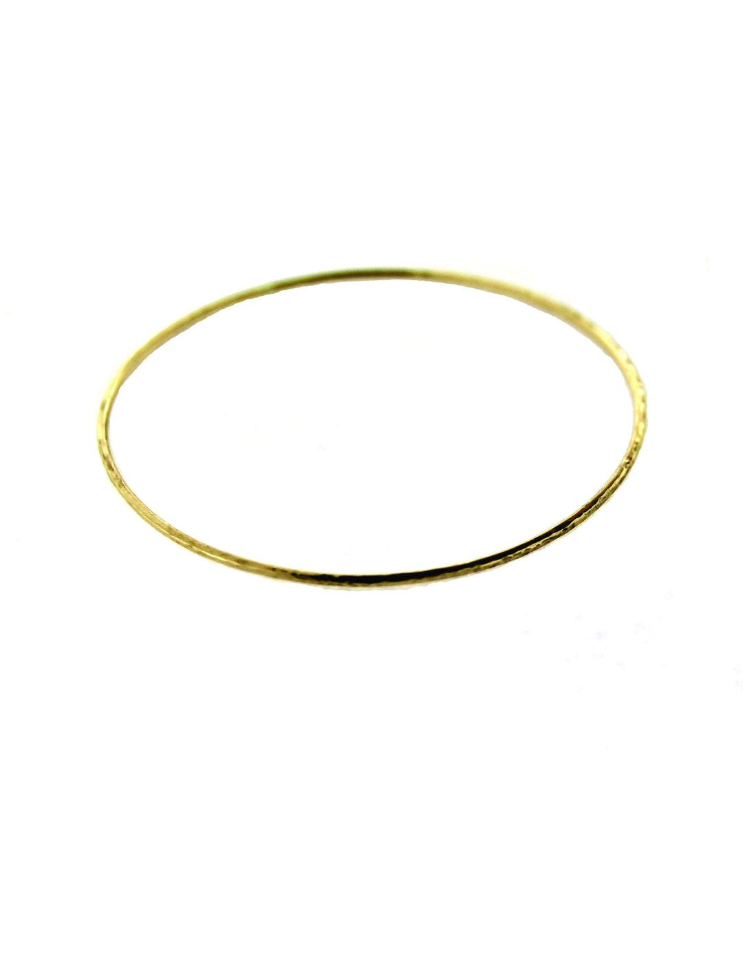Solid 14kt Yellow Gold 1.3mm Hammered Handmade Bangle, Made to Order