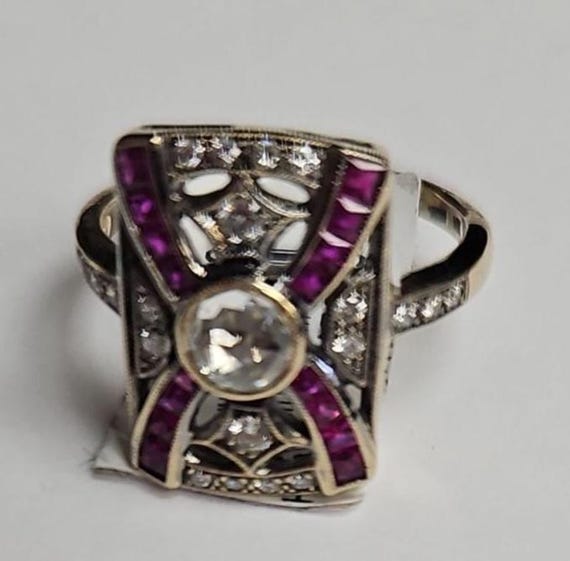 Estate 18k Diamond and ruby ring - image 2