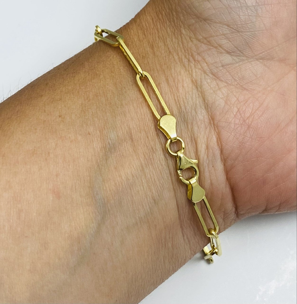 14k Yellow Gold Paperclip Bracelet / Larger Style Paperclip Etsy