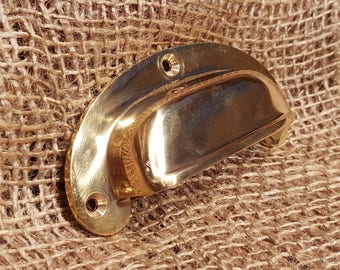 Round Lipped Cup Handle Solid Polished Brass