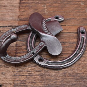 Horse shoe - 3", 4", 6" double robe hook, decorative (3" no hook), cowboy hat(4") image 2