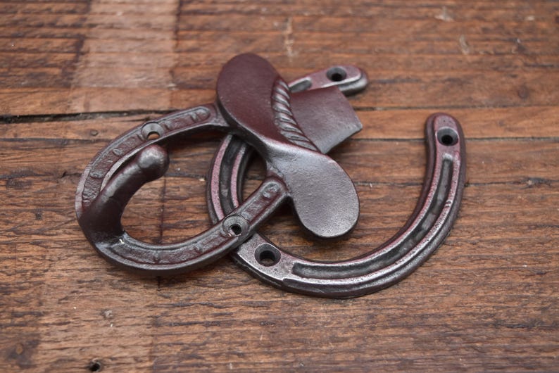 Horse shoe - 3", 4", 6" double robe hook, decorative (3" no hook), cowboy hat(4") image 2