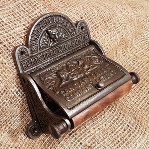 The Bury Street London - Vintage Antique Iron toilet paper holder with lid