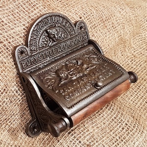 The Bury Street London - Vintage - Antique Iron toilet paper holder with lid