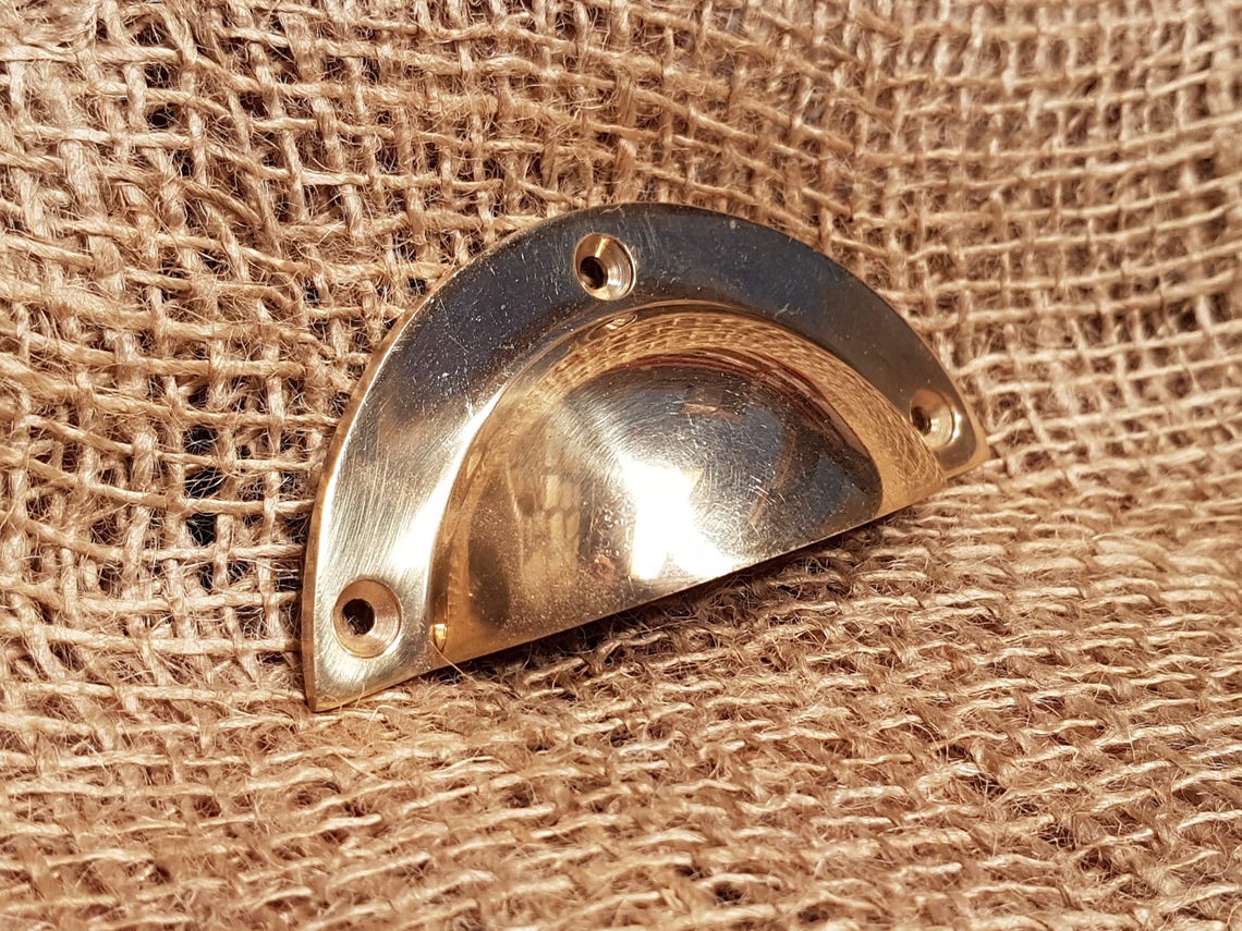 Solid Brass polished Basic Design cup pull handle | Etsy