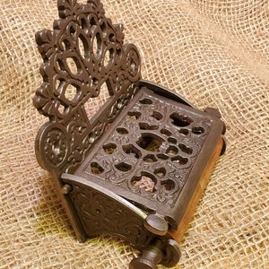 Victorian Vintage Antique Iron Toilet Paper Holder with Lid
