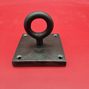 Ceiling Hook Cleat Loop Eye Cast Square Plate Antique Iron 77mm