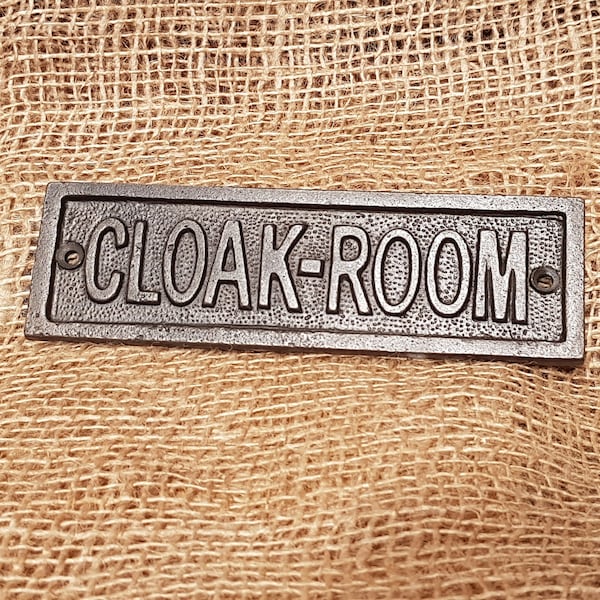Cloak Room plaque - vintage-style Antique iron