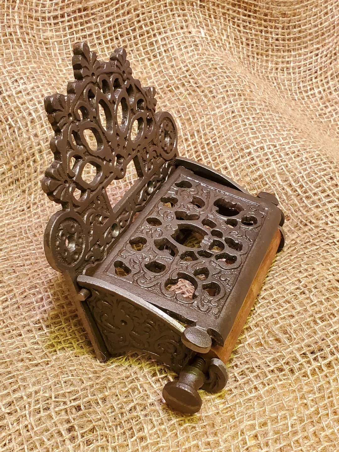 Victorian Toilet Paper Holder With Lid Vintage Antique Iron Etsy