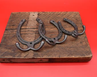Horse shoe - 3", 4", 6" double robe hook, decorative (3" no hook), cowboy hat(4")