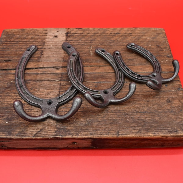 Horse shoe - 3", 4", 6" double robe hook, decorative (3" no hook), cowboy hat(4")