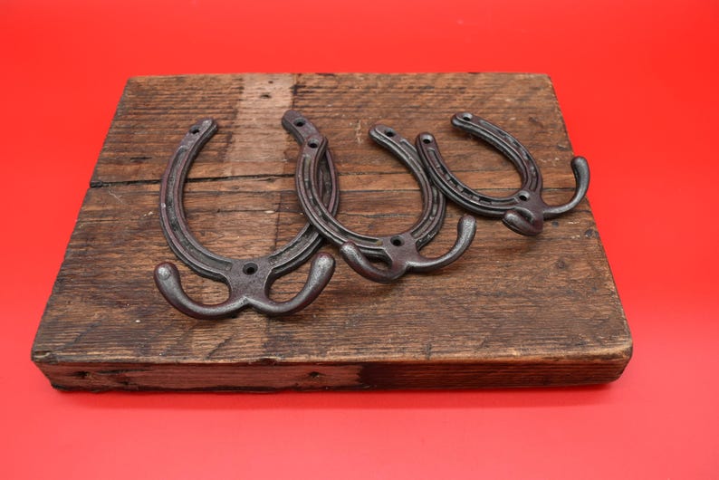 Horse shoe - 3", 4", 6" double robe hook, decorative (3" no hook), cowboy hat(4") image 1